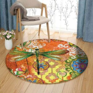 Dragonfly Painting 8 Round Carpet Floor Rug Living Room Bedroom Decor Round Area Rug Carpet