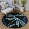 Dragonfly Pattern 2 Round Carpet Floor Rug Living Room Bedroom Decor Round Area Rug Carpet