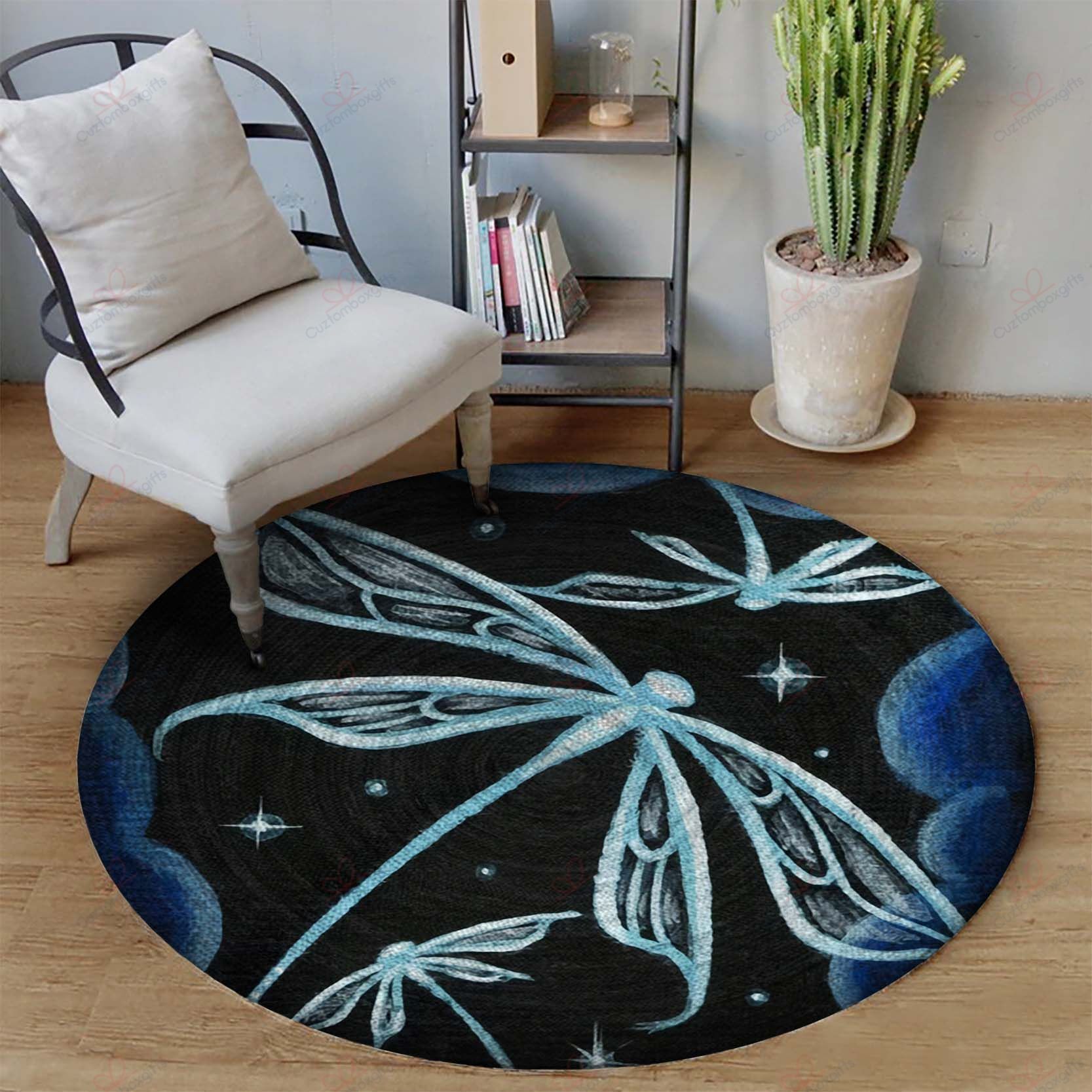 Dragonfly Pattern 2 Round Carpet Floor Rug Living Room Bedroom Decor Round Area Rug Carpet Dragonfly Pattern 2 Round Carpet Floor Rug Living Room Bedroom Decor Round Area Rug Carpet
