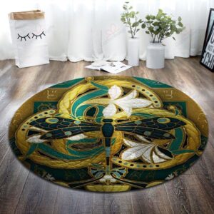 Dragonfly Pattern 3 Round Carpet Floor Rug Living Room Bedroom Decor Round Area Rug Carpet