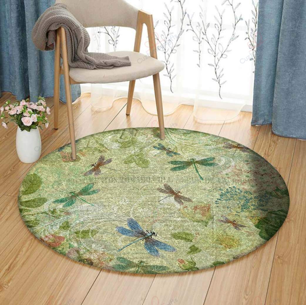 Dragonfly Pattern 4 Round Carpet Floor Rug Living Room Bedroom Decor Round Area Rug Carpet Dragonfly Pattern 4 Round Carpet Floor Rug Living Room Bedroom Decor Round Area Rug Carpet