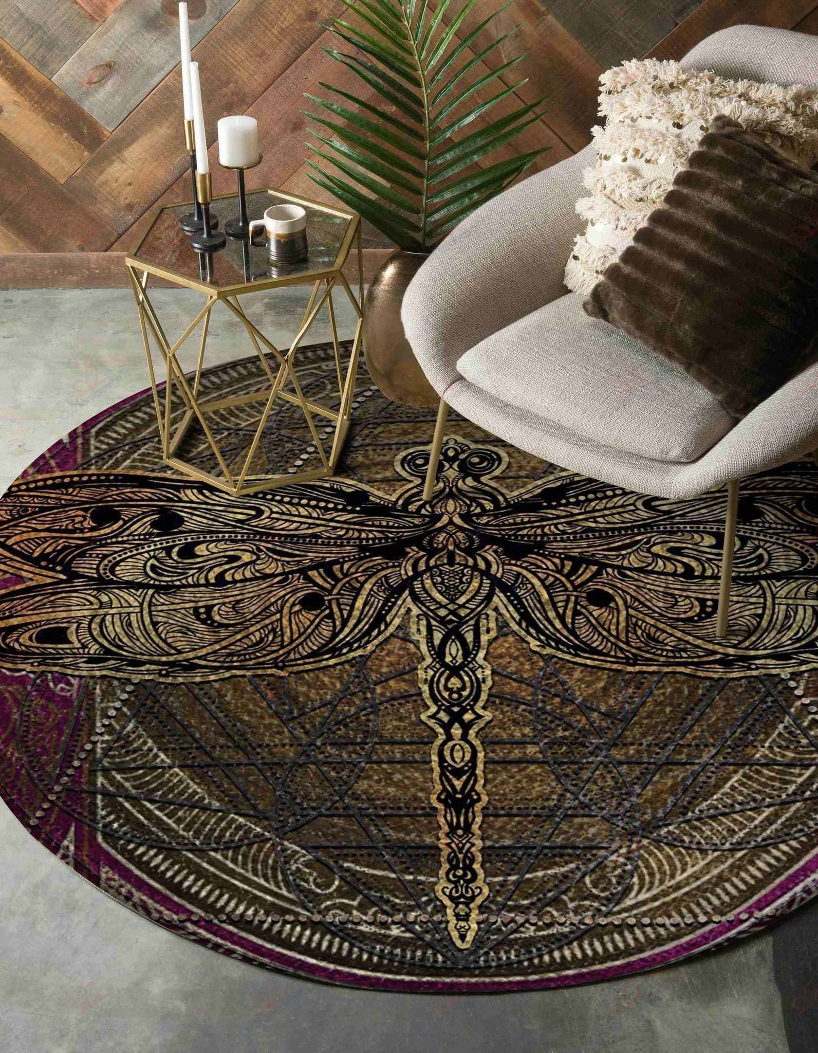 Dragonfly Pattern Round Carpet Floor Rug Living Room Bedroom Decor Round Area Rug Carpet Dragonfly Pattern Round Carpet Floor Rug Living Room Bedroom Decor Round Area Rug Carpet