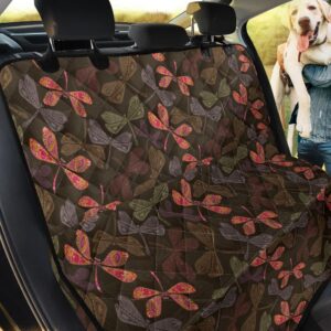 Dragonfly Pattern In Indian Red Color And Grey Car Back Seat Cover Dog Car Seat Covers - 25601dd8d04d