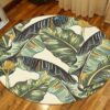 Drawn Leaves Round Carpet Floor Rug Living Room Bedroom Decor Round Area Rug Carpet