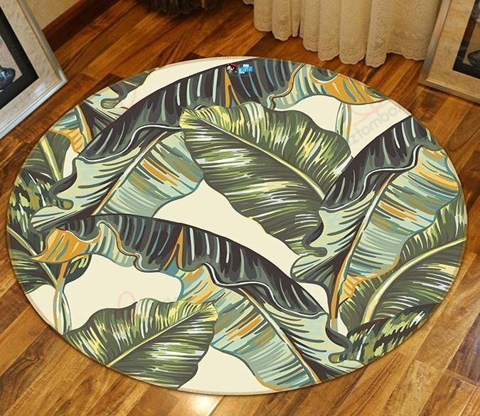 Drawn Leaves Round Carpet Floor Rug Living Room Bedroom Decor Round Area Rug Carpet Drawn Leaves Round Carpet Floor Rug Living Room Bedroom Decor Round Area Rug Carpet