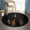 Dream Catcher Black Round Carpet Floor Rug Living Room Bedroom Decor Round Area Rug Carpet
