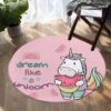 Dream Like A Unicorn Round Carpet Floor Rug Living Room Bedroom Decor Round Area Rug Carpet