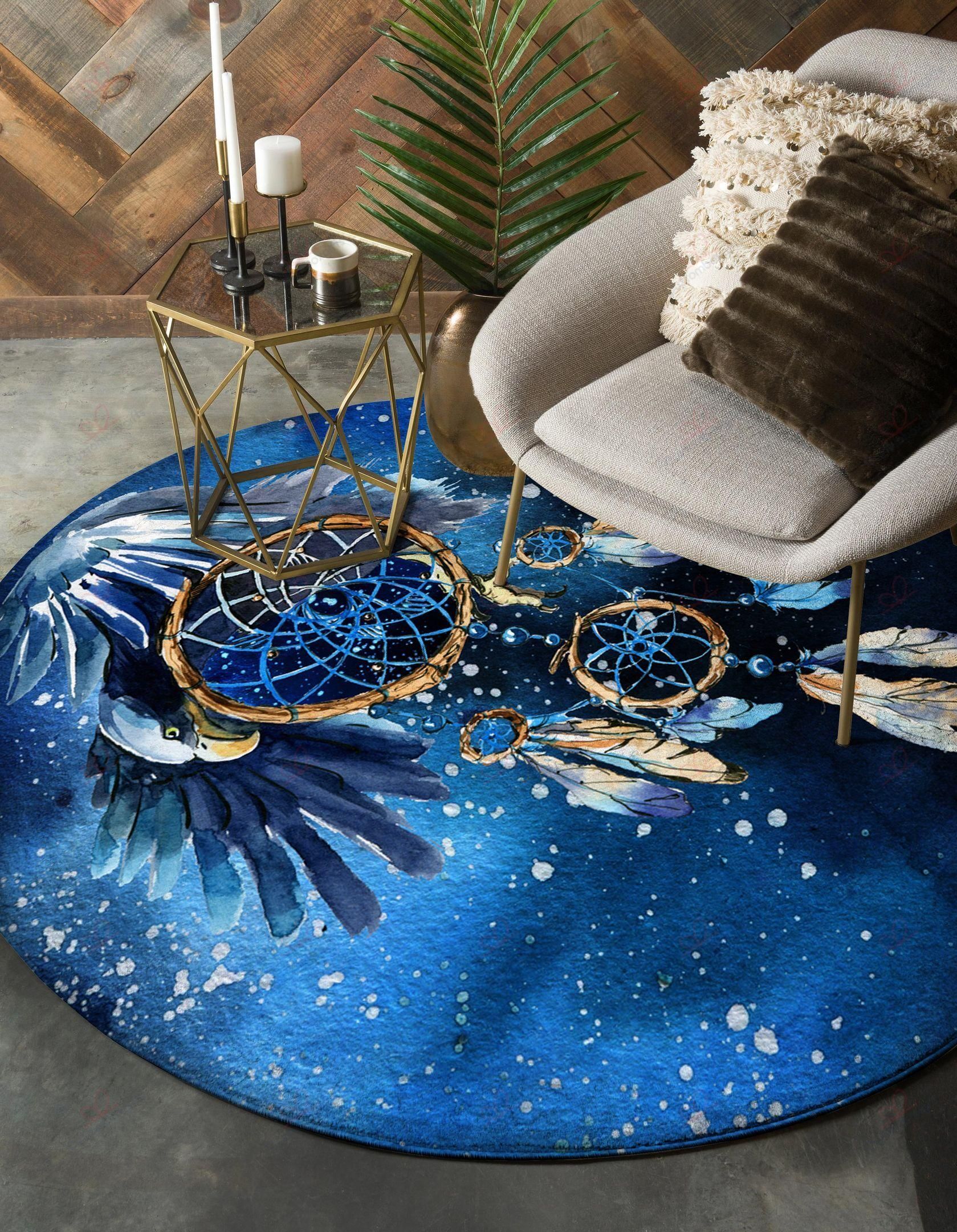 Dreamcatcher Blue Galaxy Native American Round Carpet Floor Rug Living Room Bedroom Decor Round Area Rug Carpet Dreamcatcher Blue Galaxy Native American Round Carpet Floor Rug Living Room Bedroom Decor Round Area Rug Carpet