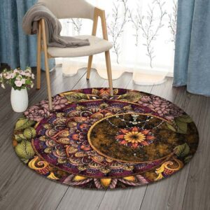 Dreamcatcher Moon Flower Round Carpet Floor Rug Living Room Bedroom Decor Round Area Rug Carpet