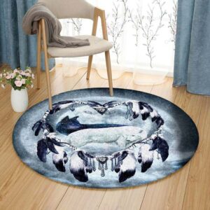 Dreamcatcher Yin Yang Wolf Round Carpet Floor Rug Living Room Bedroom Decor Round Area Rug Carpet