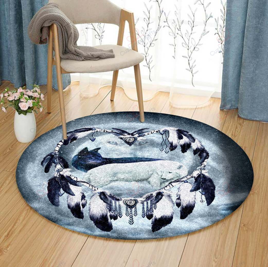 Dreamcatcher Yin Yang Wolf Round Carpet Floor Rug Living Room Bedroom Decor Round Area Rug Carpet Dreamcatcher Yin Yang Wolf Round Carpet Floor Rug Living Room Bedroom Decor Round Area Rug Carpet