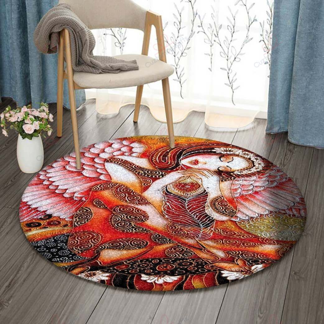 Dreaming Angel Round Carpet Floor Rug Living Room Bedroom Decor Round Area Rug Carpet Dreaming Angel Round Carpet Floor Rug Living Room Bedroom Decor Round Area Rug Carpet
