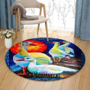 Duck Painting Round Carpet Floor Rug Living Room Bedroom Decor Round Area Rug Carpet
