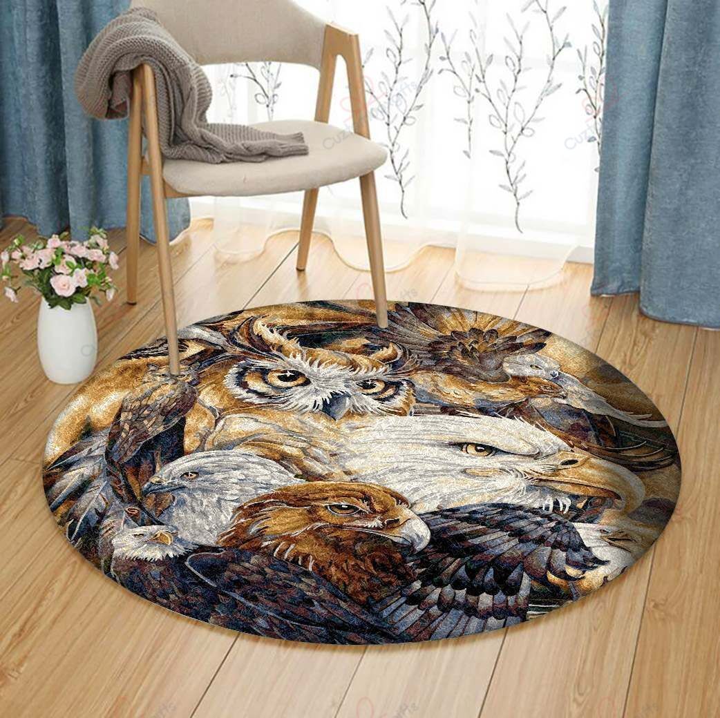 Eagle And Owl Round Carpet Floor Rug Living Room Bedroom Decor Round Area Rug Carpet Eagle And Owl Round Carpet Floor Rug Living Room Bedroom Decor Round Area Rug Carpet
