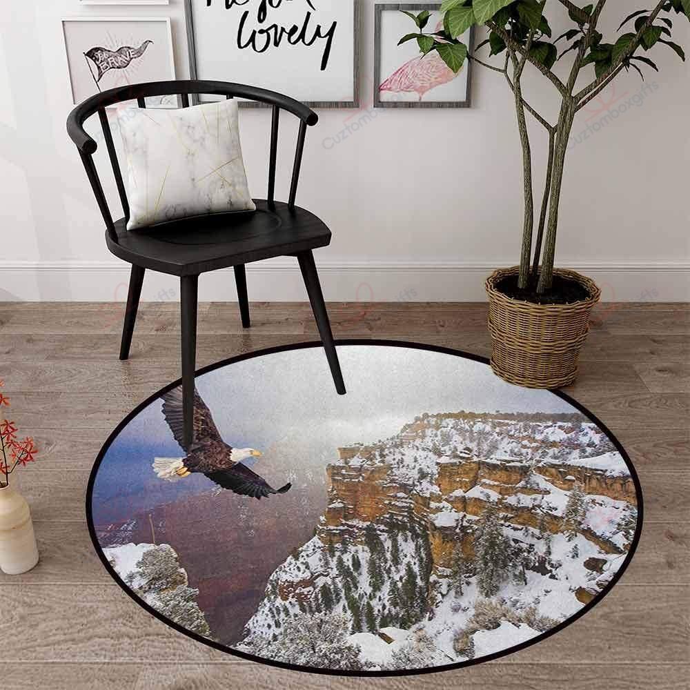 Eagle Flying In The Snow Round Carpet Floor Rug Living Room Bedroom Decor Round Area Rug Carpet Eagle Flying In The Snow Round Carpet Floor Rug Living Room Bedroom Decor Round Area Rug Carpet