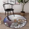 Eagle Flying In The Snow Round Carpet Floor Rug Living Room Bedroom Decor Round Area Rug Carpet