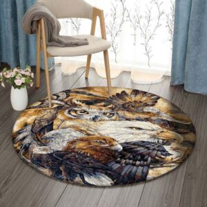Eagle Owl Round Carpet Floor Rug Living Room Bedroom Decor Round Area Rug Carpet