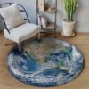 Earth Map Round Carpet Floor Rug Living Room Bedroom Decor Round Area Rug Carpet
