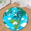 Earth Planet Round Carpet Floor Rug Living Room Bedroom Decor Round Area Rug Carpet