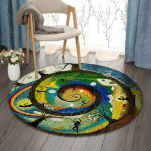 Earth Soul Round Carpet Floor Rug Living Room Bedroom Decor Round Area Rug Carpet
