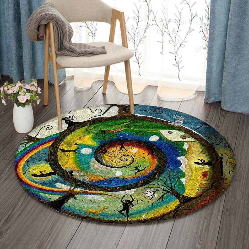 Earth Soul Round Carpet Floor Rug Living Room Bedroom Decor Round Area Rug Carpet Earth Soul Round Carpet Floor Rug Living Room Bedroom Decor Round Area Rug Carpet