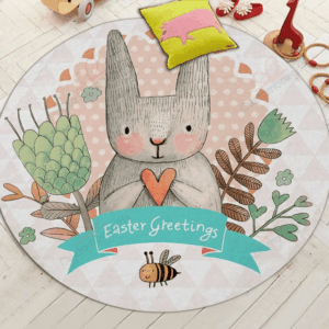 Easter Greeting Round Carpet Floor Rug Living Room Bedroom Decor Round Area Rug Carpet