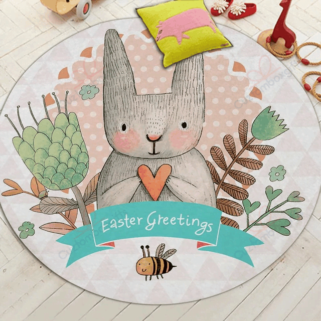 Easter Greeting Round Carpet Floor Rug Living Room Bedroom Decor Round Area Rug Carpet Easter Greeting Round Carpet Floor Rug Living Room Bedroom Decor Round Area Rug Carpet