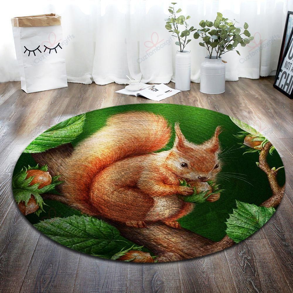 Eating Squirrel Round Carpet Floor Rug Living Room Bedroom Decor Round Area Rug Carpet Eating Squirrel Round Carpet Floor Rug Living Room Bedroom Decor Round Area Rug Carpet