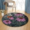 Echinacea Flower Round Carpet Floor Rug Living Room Bedroom Decor Round Area Rug Carpet