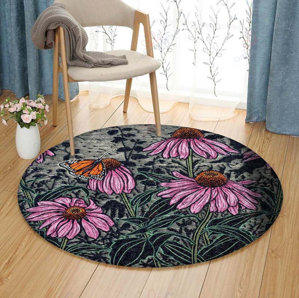 Echinacea Flower Round Carpet Floor Rug Living Room Bedroom Decor Round Area Rug Carpet Echinacea Flower Round Carpet Floor Rug Living Room Bedroom Decor Round Area Rug Carpet