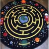 Educational Space Race Round Carpet Floor Rug Living Room Bedroom Decor Round Area Rug Carpet