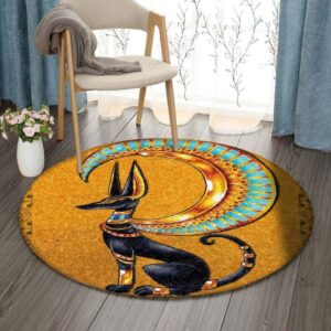 Egypt Cat Round Carpet Floor Rug Living Room Bedroom Decor Round Area Rug Carpet