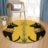 Egyptian Black Cat Round Carpet Floor Rug Living Room Bedroom Decor Round Area Rug Carpet