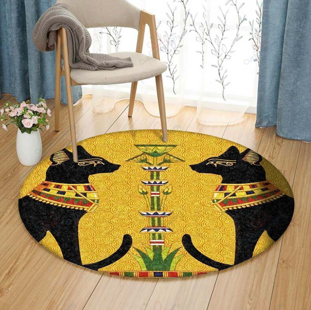 Egyptian Black Cat Round Carpet Floor Rug Living Room Bedroom Decor Round Area Rug Carpet Egyptian Black Cat Round Carpet Floor Rug Living Room Bedroom Decor Round Area Rug Carpet