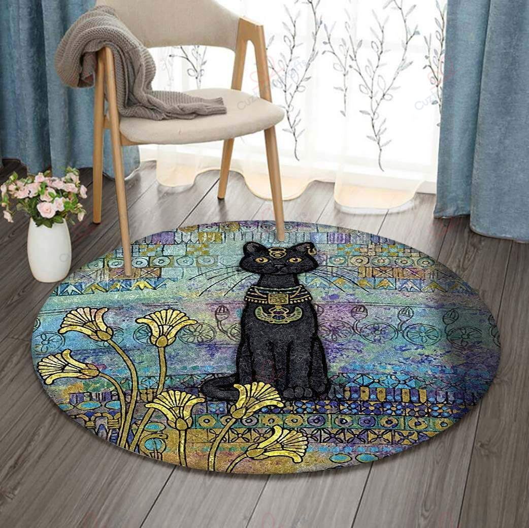 Egyptian Cat Round Carpet Floor Rug Living Room Bedroom Decor Round Area Rug Carpet Egyptian Cat Round Carpet Floor Rug Living Room Bedroom Decor Round Area Rug Carpet