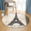 Eiffel Round Carpet Floor Rug Living Room Bedroom Decor Round Area Rug Carpet