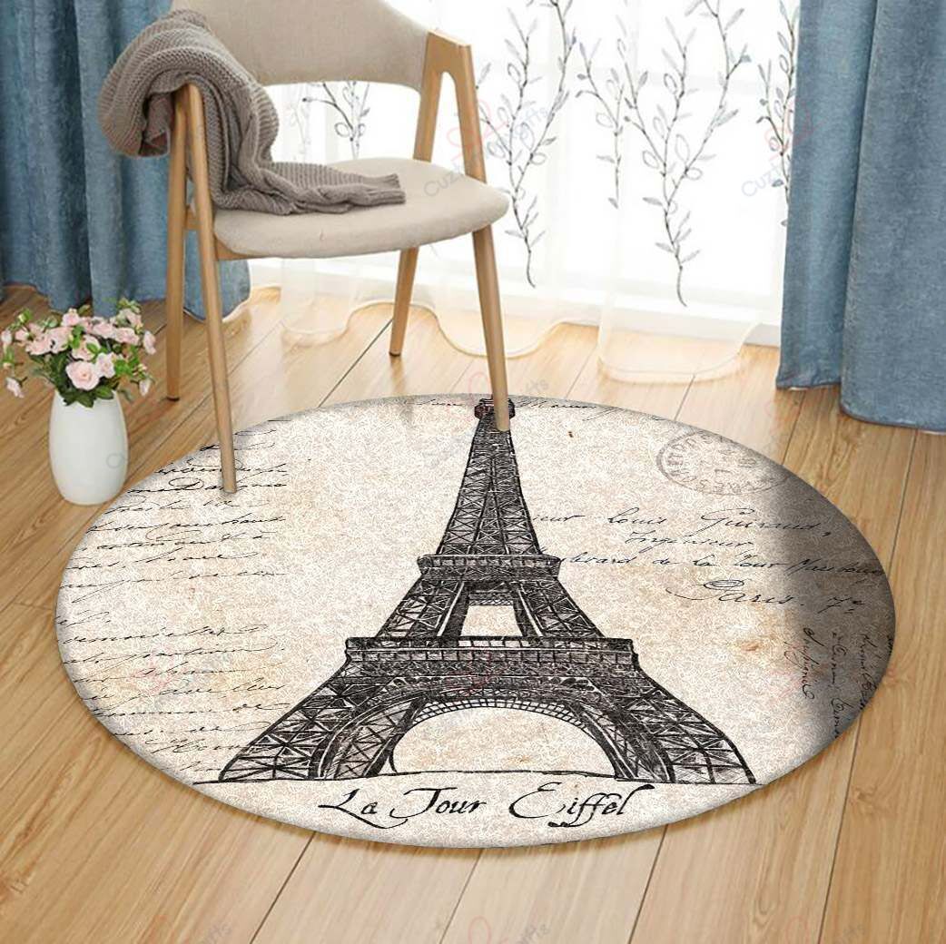 Eiffel Round Carpet Floor Rug Living Room Bedroom Decor Round Area Rug Carpet Eiffel Round Carpet Floor Rug Living Room Bedroom Decor Round Area Rug Carpet