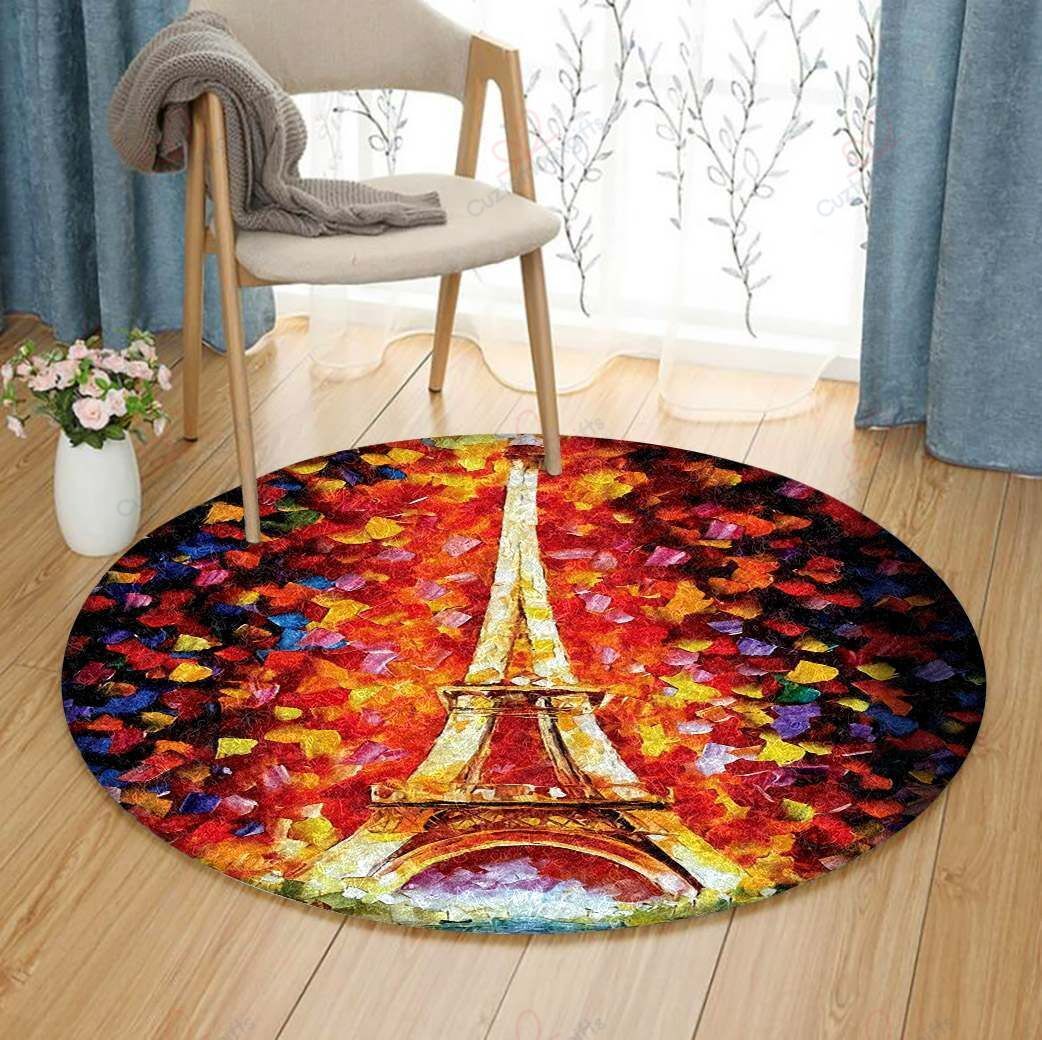 Eiffel Tower Round Carpet Floor Rug Living Room Bedroom Decor Round Area Rug Carpet Eiffel Tower Round Carpet Floor Rug Living Room Bedroom Decor Round Area Rug Carpet