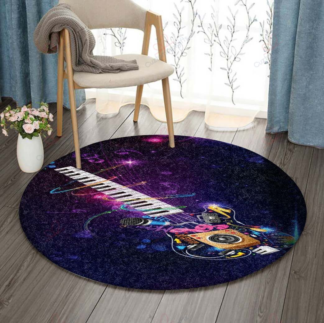 Electric Guitar Round Carpet Floor Rug Living Room Bedroom Decor Round Area Rug Carpet Electric Guitar Round Carpet Floor Rug Living Room Bedroom Decor Round Area Rug Carpet