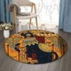 Elegant Egyptian Cat Round Carpet Floor Rug Living Room Bedroom Decor Round Area Rug Carpet