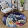 Elegant Horse Round Carpet Floor Rug Living Room Bedroom Decor Round Area Rug Carpet