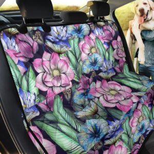 Elegant Lotus And Blue Flowers Design Car Back Seat Cover Dog Car Seat Covers - 591b01ce29c7