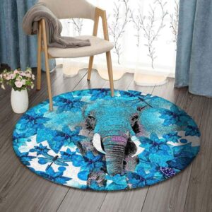 Elephant And Dragonflies Round Carpet Floor Rug Living Room Bedroom Decor Round Area Rug Carpet
