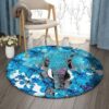 Elephant Blue Round Carpet Floor Rug Living Room Bedroom Decor Round Area Rug Carpet