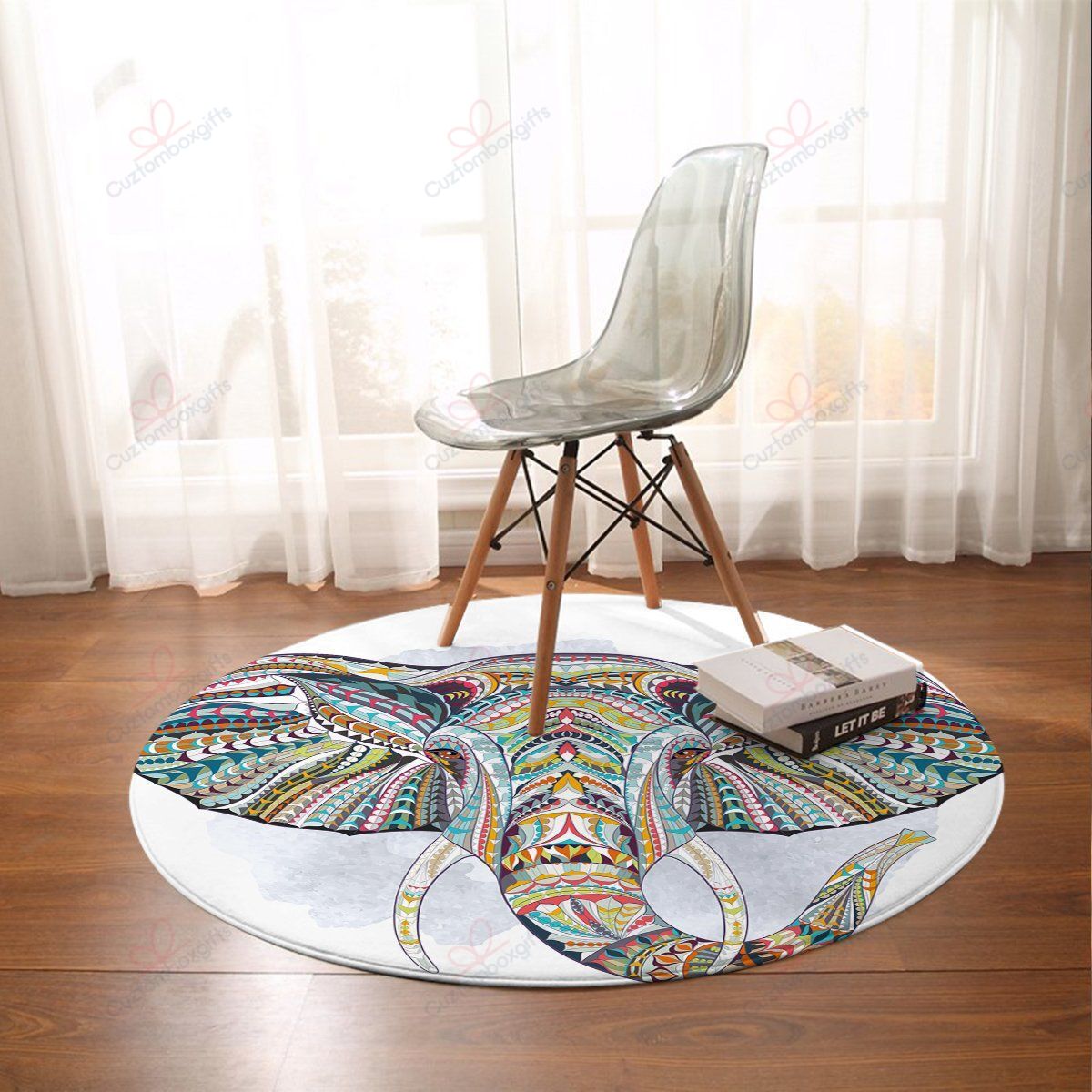 Elephant Bohemia Round Carpet Floor Rug Living Room Bedroom Decor Round Area Rug Carpet Elephant Bohemia Round Carpet Floor Rug Living Room Bedroom Decor Round Area Rug Carpet