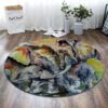 Elephant Family Painting Round Carpet Floor Rug Living Room Bedroom Decor Round Area Rug Carpet