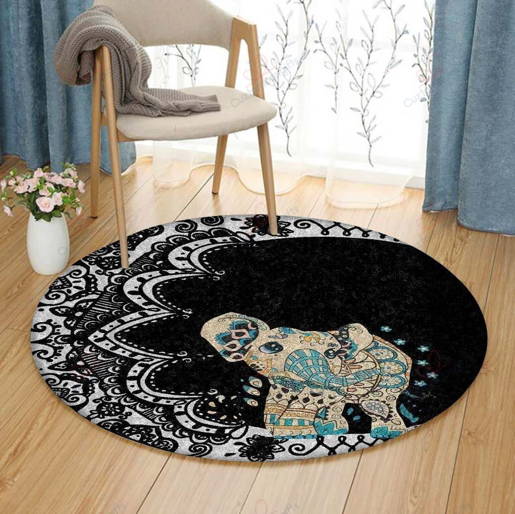 Elephant Mandala Round Carpet Floor Rug Living Room Bedroom Decor Round Area Rug Carpet Elephant Mandala Round Carpet Floor Rug Living Room Bedroom Decor Round Area Rug Carpet