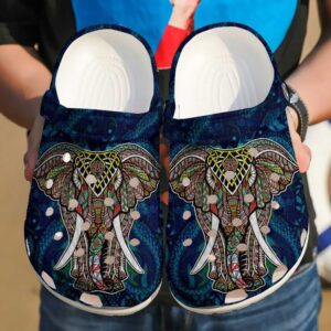 Elephant Mandala Sku 933 Crocs Crocband Clog Comfortable For Mens Womens Classic Clog Water Shoes