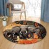 Elephant Mom And Baby Round Carpet Floor Rug Living Room Bedroom Decor Round Area Rug Carpet