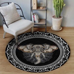 Elephant Old Pattern Round Carpet Floor Rug Living Room Bedroom Decor Round Area Rug Carpet